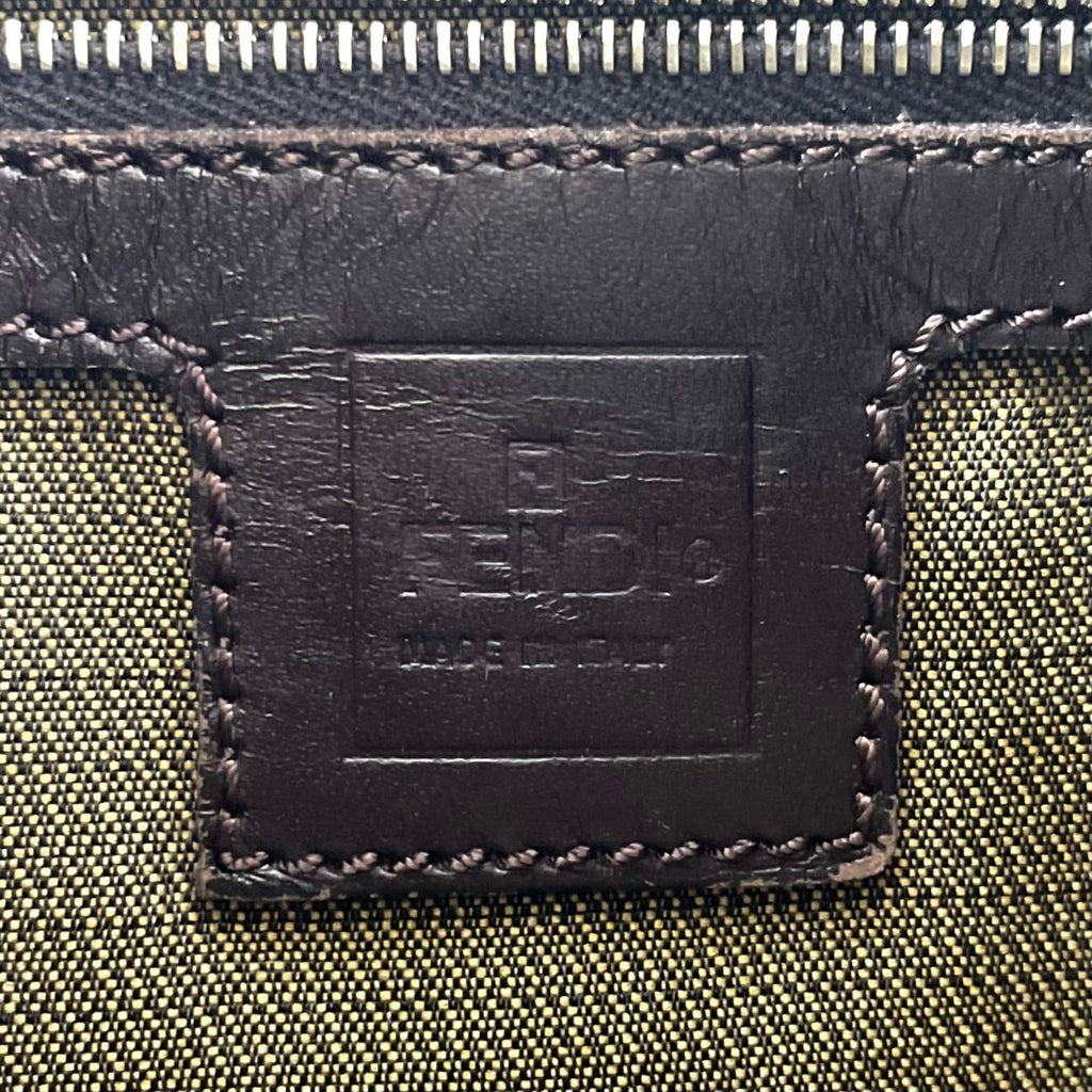Fendi Zucca Pattern Mamma Bucket Leather Canvas Khaki Brown Handbag Silver — view 4
