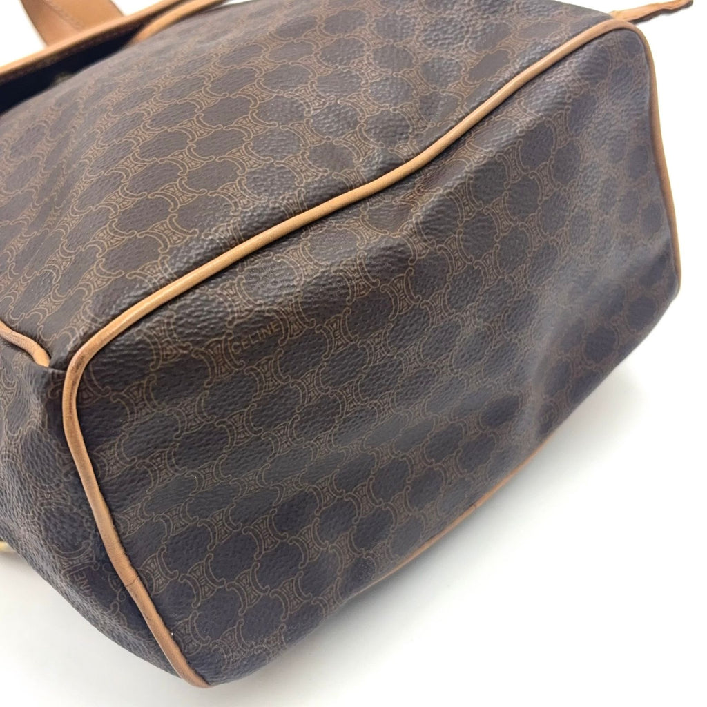 Celine Macadam Pattern Brown Backpack Gold — view 7
