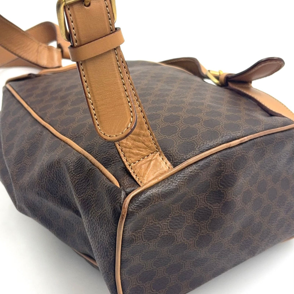 Celine Macadam Pattern Brown Backpack Gold — view 8