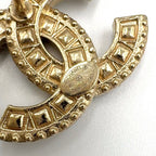 Chanel CC Logo Rhinestone Color Clear Gold Earrings — view 4