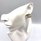 Chanel CC Logo Rhinestone Color Clear Gold Earrings — view 9