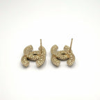 Chanel CC Logo Rhinestone Color Clear Gold Earrings — view 7