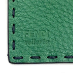 Fendi Selleria Bifold Leather Green Navy Card Case Silver — view 4