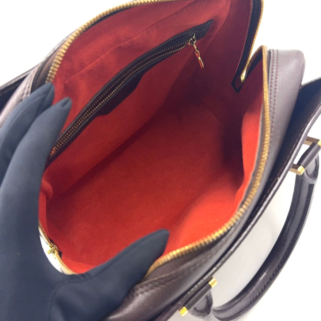 Louis Vuitton Triana Damier Ebene Leather Brown Handbag Gold — view 3