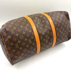 Louis Vuitton Keepall 50 Monogram Leather Brown Boston Bag Gold — view 9