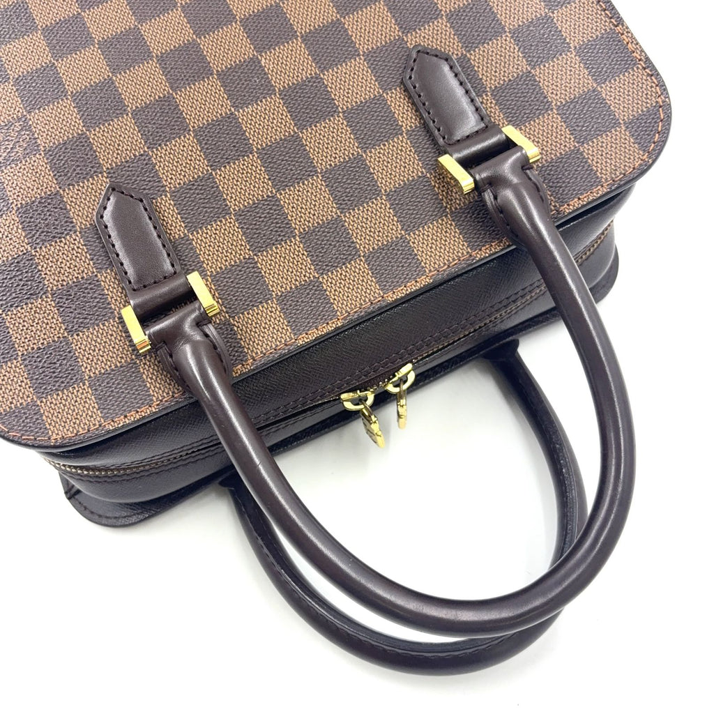 Louis Vuitton Triana Damier Ebene Leather Brown Handbag Gold — view 5