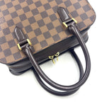 Louis Vuitton Triana Damier Ebene Leather Brown Handbag Gold — view 5