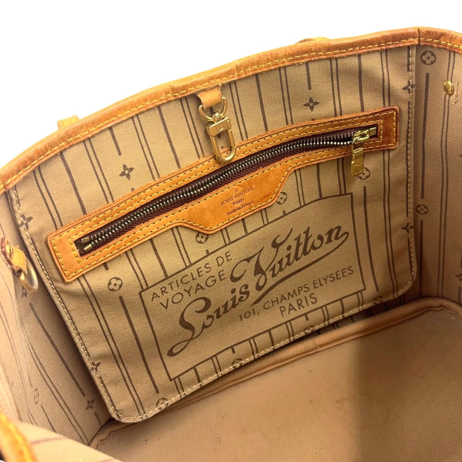 Louis Vuitton Neverfull PM Monogram Leather Brown Tote Gold — view 5