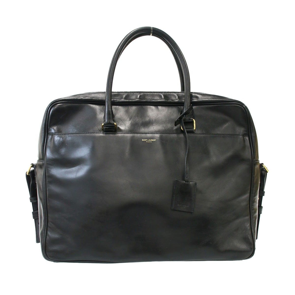 Saint Laurent Paris 2-Way Leather Business Bag Black