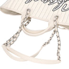 Chanel Deauville GM Logo Embroidery Canvas 2-Way Handbag — view 5
