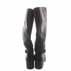 Prada Long Boots Chunky Heels Logo Leather Black — view 3