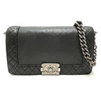 Chanel Shoulder Bag CC Logo Calfskin Black