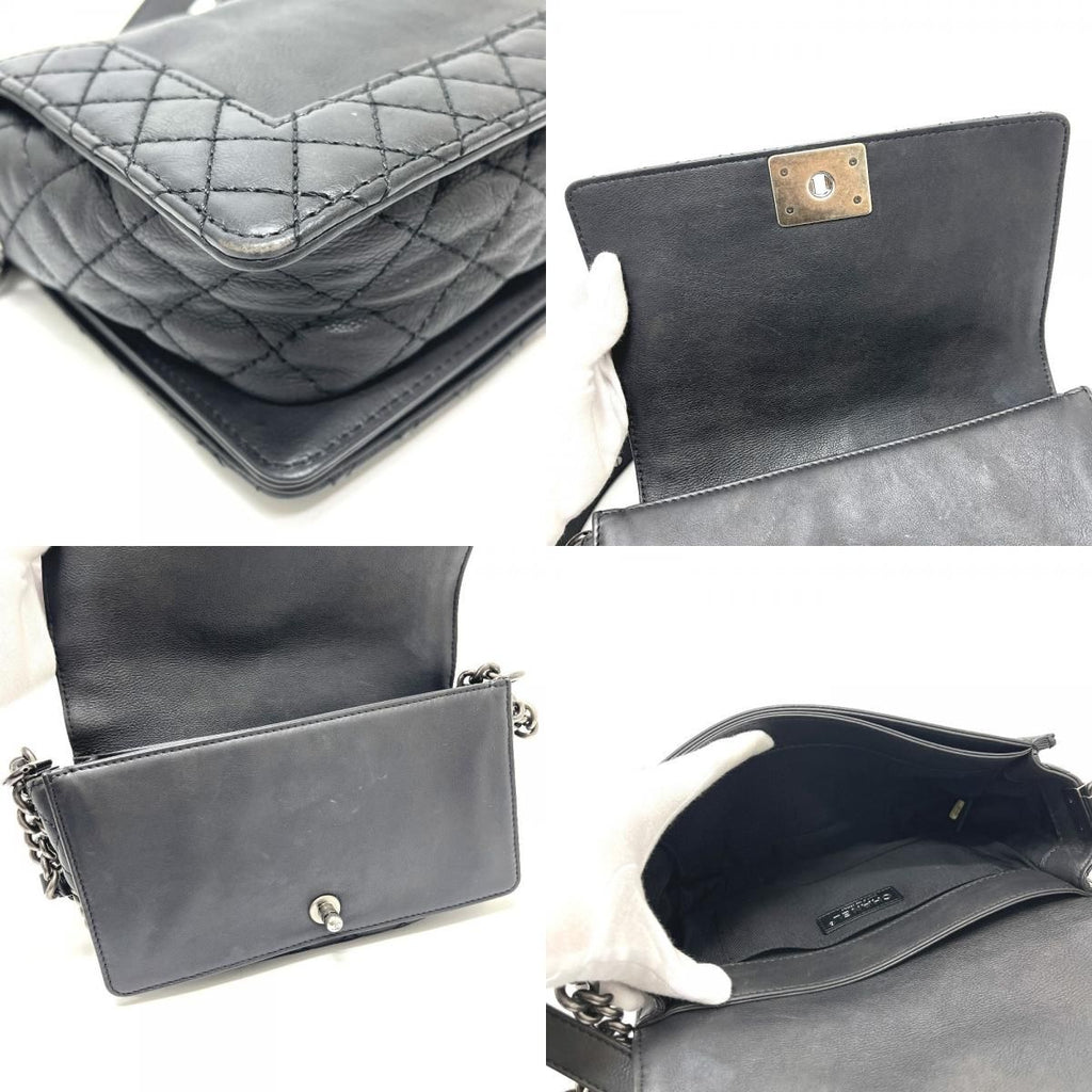 Chanel Shoulder Bag CC Logo Calfskin Black — view 8