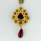 Chanel CC Logo Color Stone Necklace Gripoix Long Gold Plated — view 2
