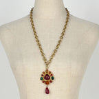Chanel CC Logo Color Stone Necklace Gripoix Long Gold Plated — view 7