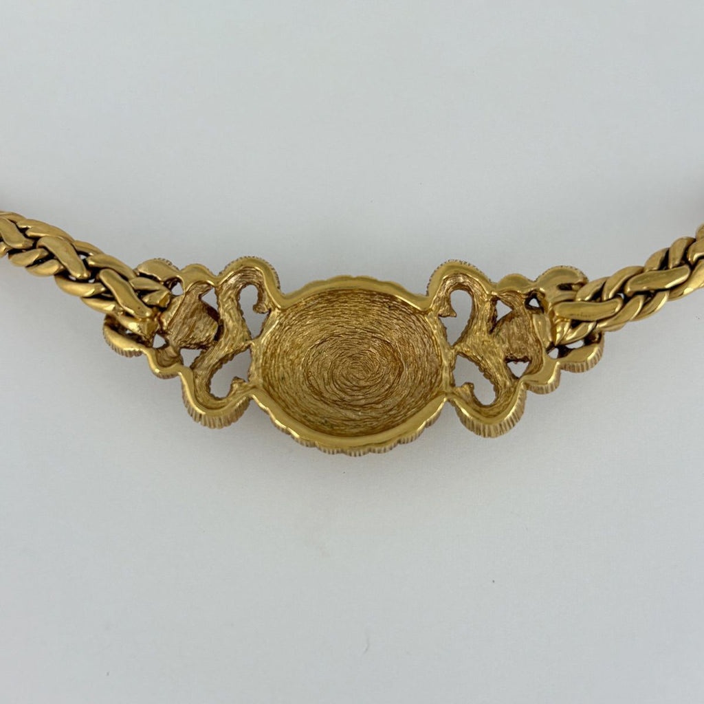 Dior Rhinestone Necklace Gold Plated — view 2