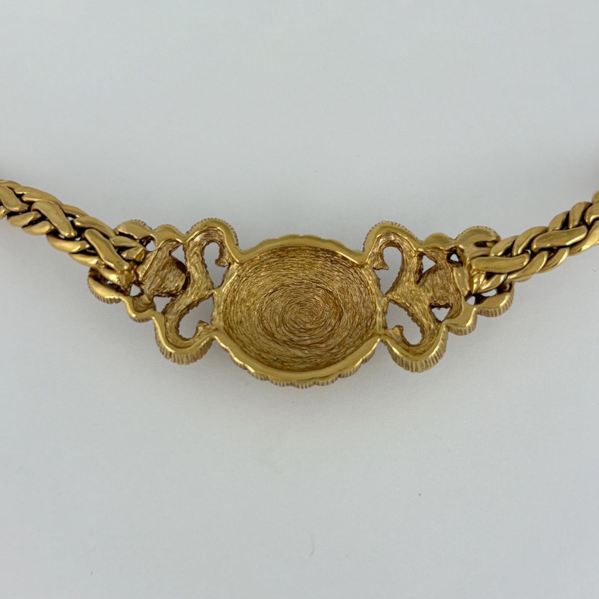 Dior Rhinestone Necklace Gold Plated — view 2