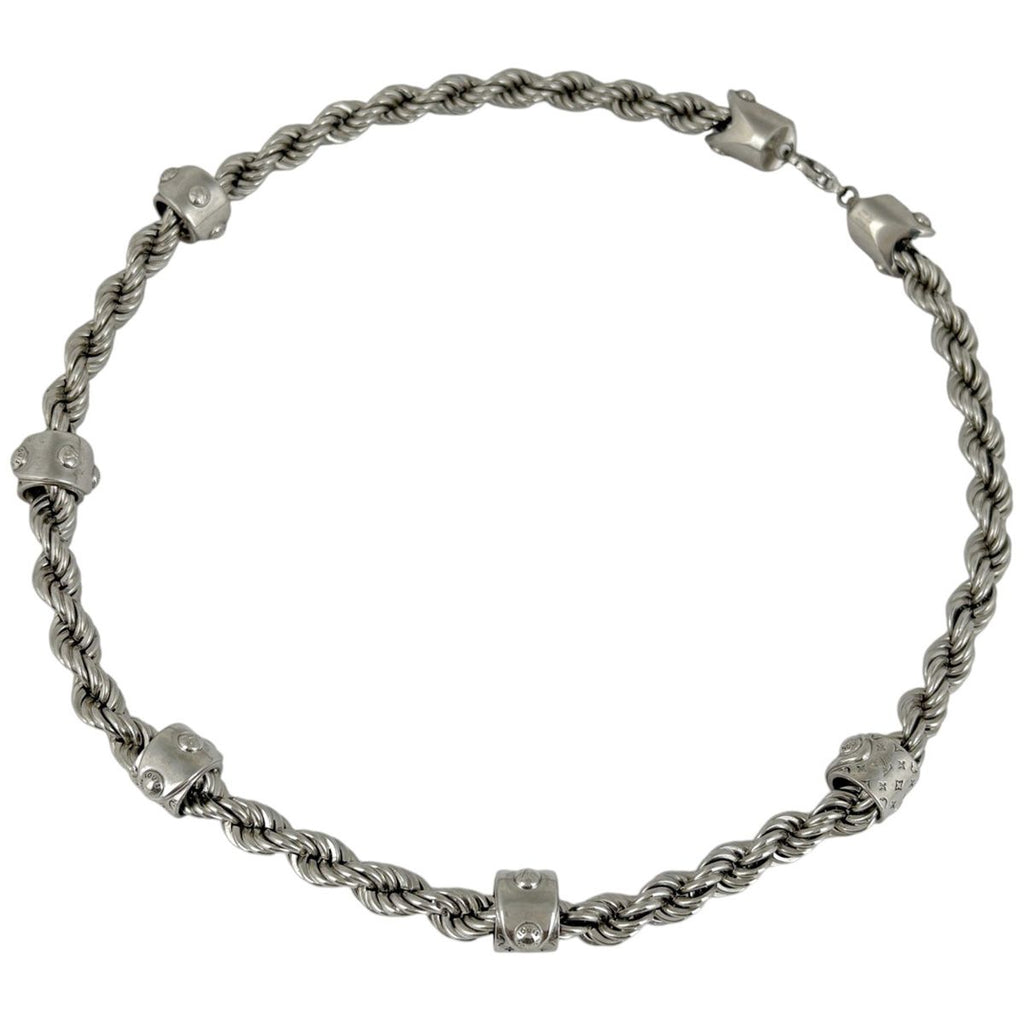 Louis Vuitton LV Rope Necklace Monogram Metal Silver