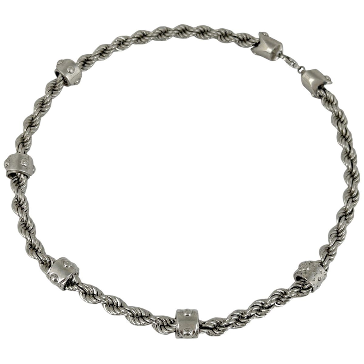 Louis Vuitton LV Rope Necklace Monogram Metal Silver