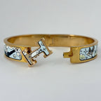 Hermes Clic Enamel Bracelet Clac Bangle Gold Plated Multicolor — view 4