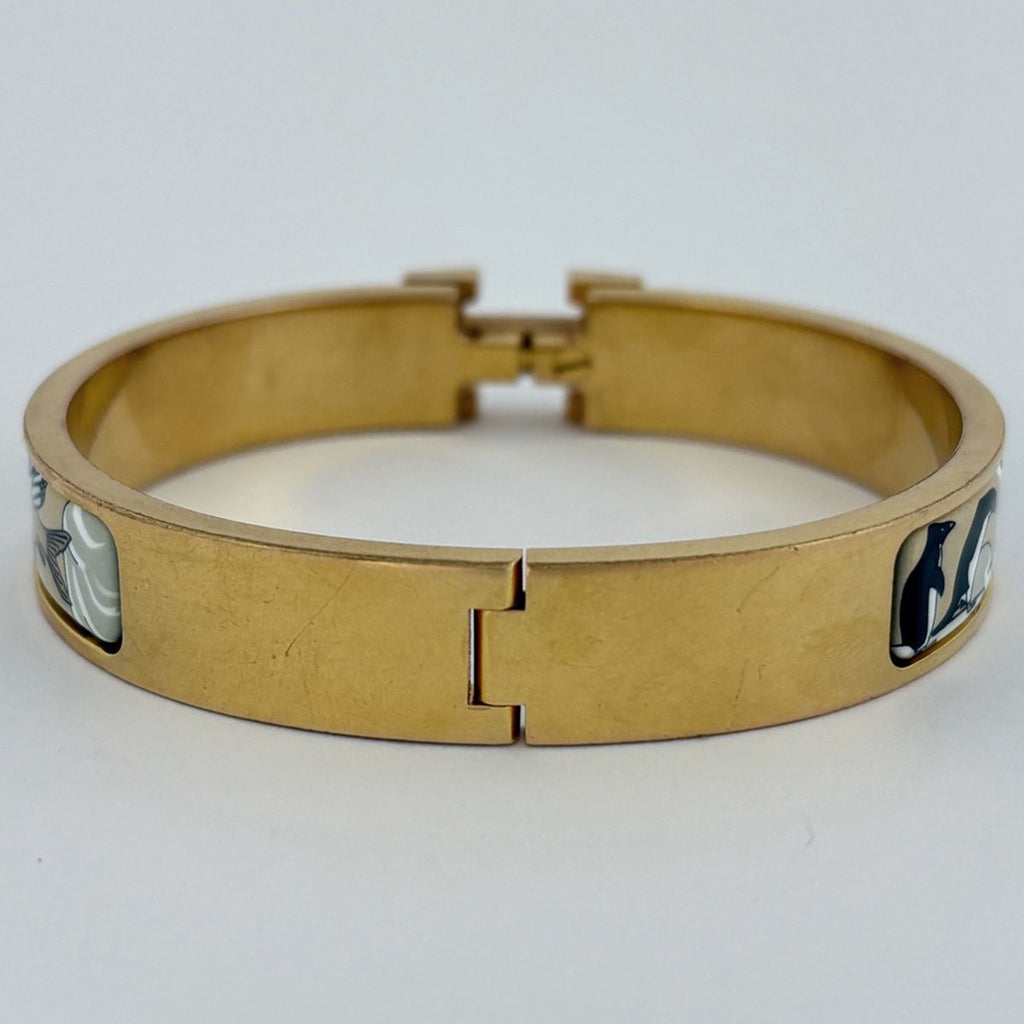 Hermes Clic Enamel Bracelet Clac Bangle Gold Plated Multicolor — view 3
