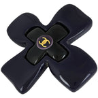 Chanel CC Logo Brooch Cross Plastic Purple Black