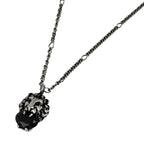 Gucci Lion Head Necklace Crystal Metal Silver