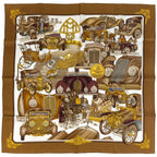 Hermes Carre 90 Automobile Car Scarf Silk Brown Multicolor