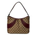 Gucci Tote GG Pattern Beige Dark Brown Bordeaux Leather
