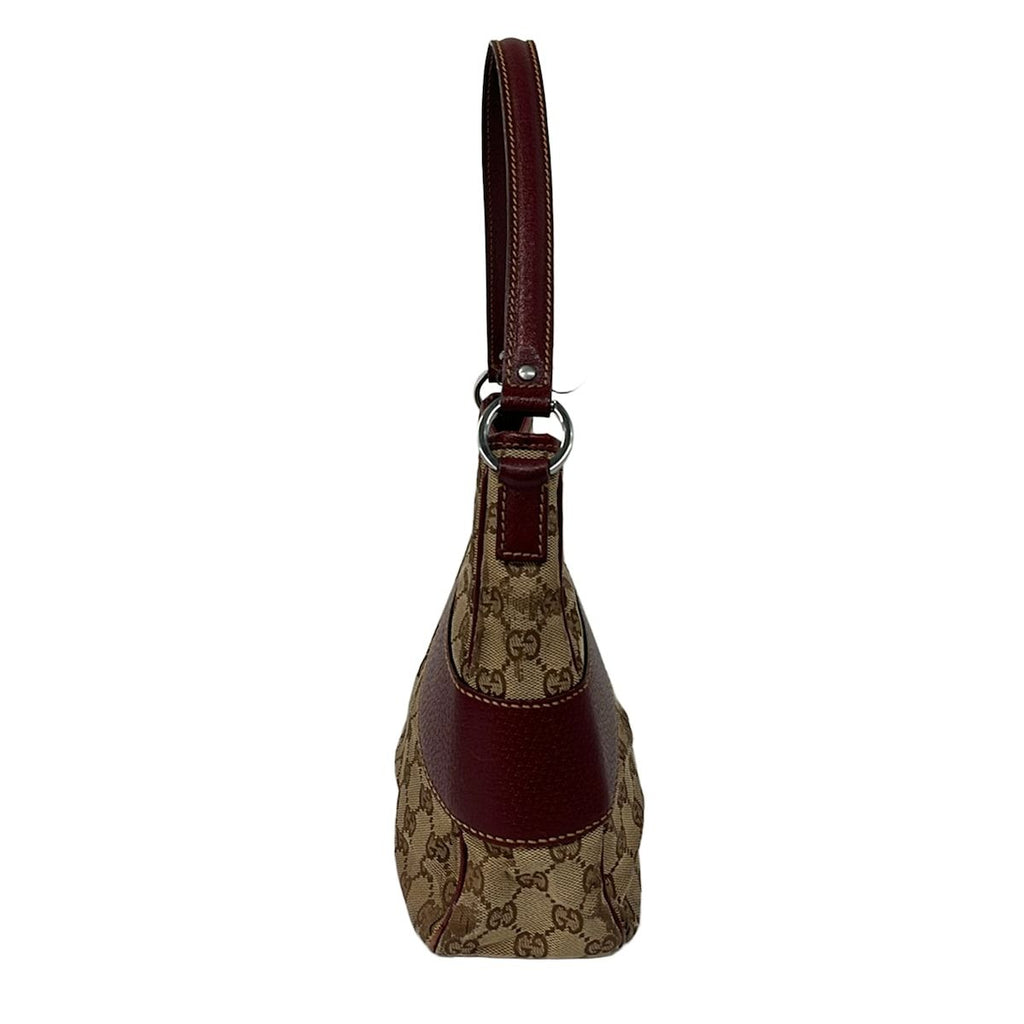 Gucci Tote GG Pattern Beige Dark Brown Bordeaux Leather — view 2