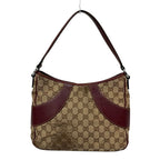 Gucci Tote GG Pattern Beige Dark Brown Bordeaux Leather — view 3