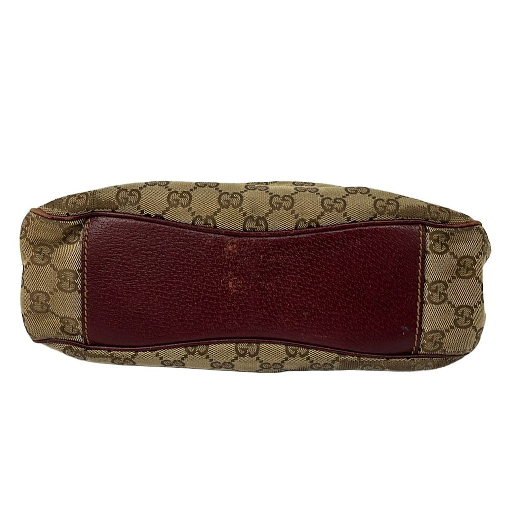 Gucci Tote GG Pattern Beige Dark Brown Bordeaux Leather — view 5