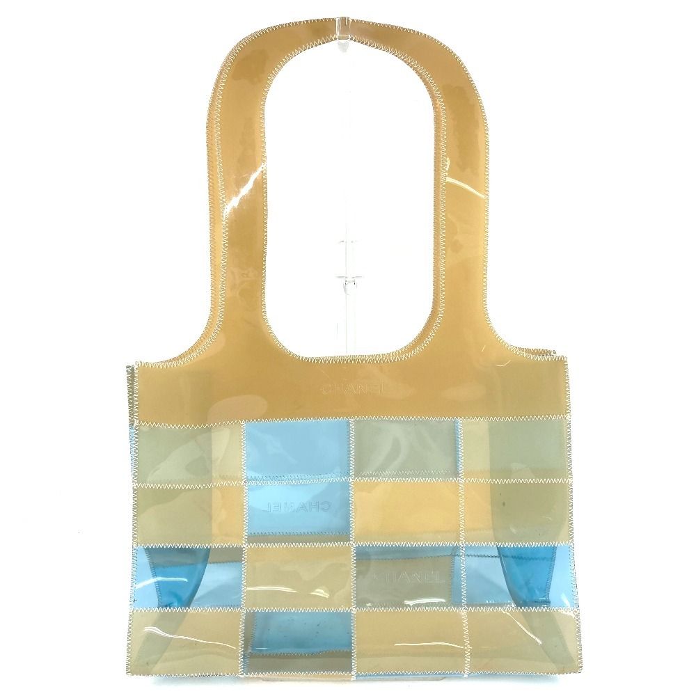 Chanel Shoulder Bag Patchwork Vinyl Beige