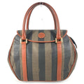 Fendi Handbag Logo Pecan Leather Khaki