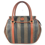 Fendi Handbag Logo Pecan Leather Khaki