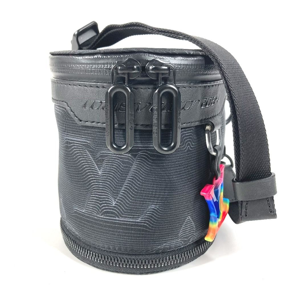 Louis Vuitton Shoulder Bag Expansion Double Polochon Leather Nylon Black