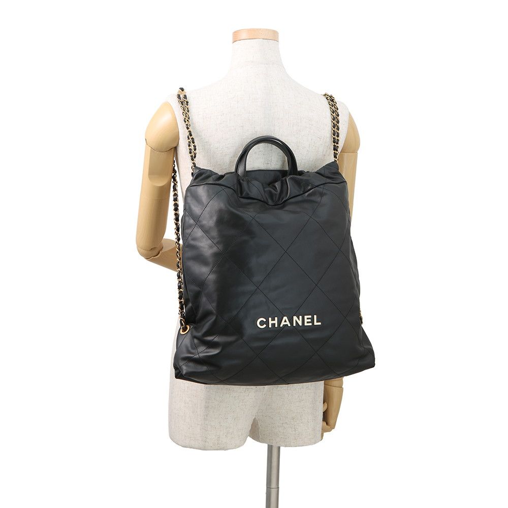 Chanel Backpack 22 Large Leather Black — view 4
