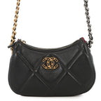 Chanel Chain Shoulder Bag 19 Quilted Small Hobo Lambskin Black