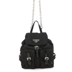 Prada Chain Shoulder Bag Triangle Logo Mini Backpack Black