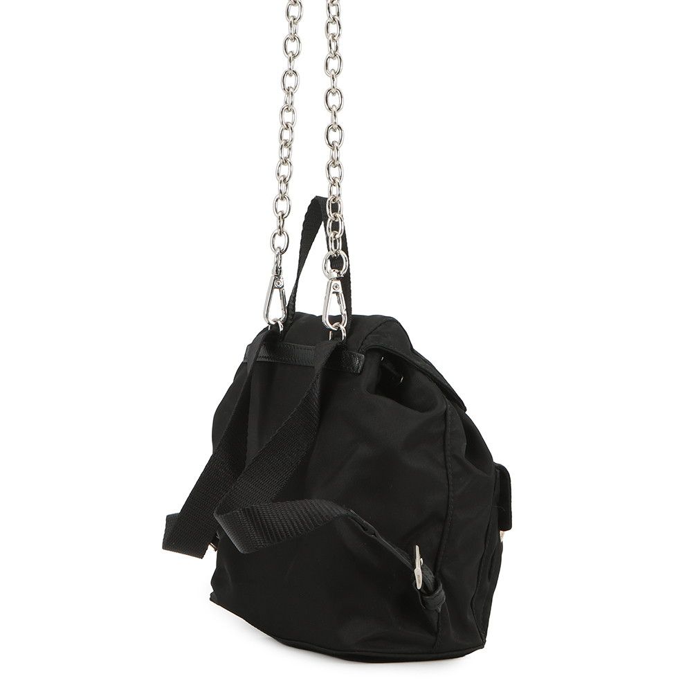 Prada Chain Shoulder Bag Triangle Logo Mini Backpack Black — view 2