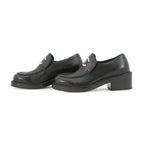Chanel Loafers CC Logo Leather 37.5 Shoes Black — view 2