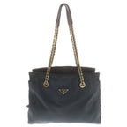 Prada Chain Tote Black Tessuto Gold