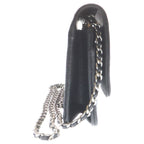 Chanel CC Logo Chain Shoulder Bag Wallet Black Caviar Leather Silver — view 3