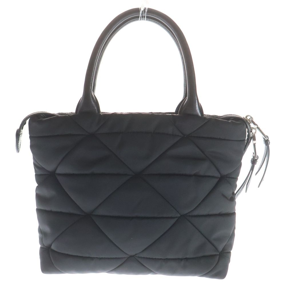 Prada Ri Nylon Midi Ampadet 2-Way Shoulder Bag Black Leather Silver — view 2