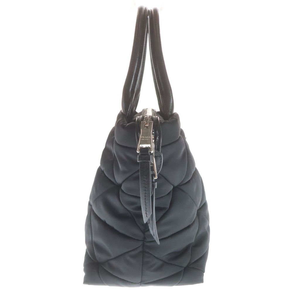 Prada Ri Nylon Midi Ampadet 2-Way Shoulder Bag Black Leather Silver — view 3