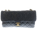 Chanel Quilted Shoulder Bag Black Lambskin Bag Gold Slide Adjuster Star
