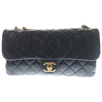 Chanel Quilted Shoulder Bag Black Lambskin Bag Gold Slide Adjuster Star