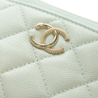 Chanel Quilted CC Logo Zip Coin Purse Mini Wallet Mint Blue Caviar Leather Gold — view 5