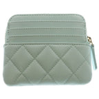 Chanel Quilted CC Logo Zip Coin Purse Mini Wallet Mint Blue Caviar Leather Gold — view 2