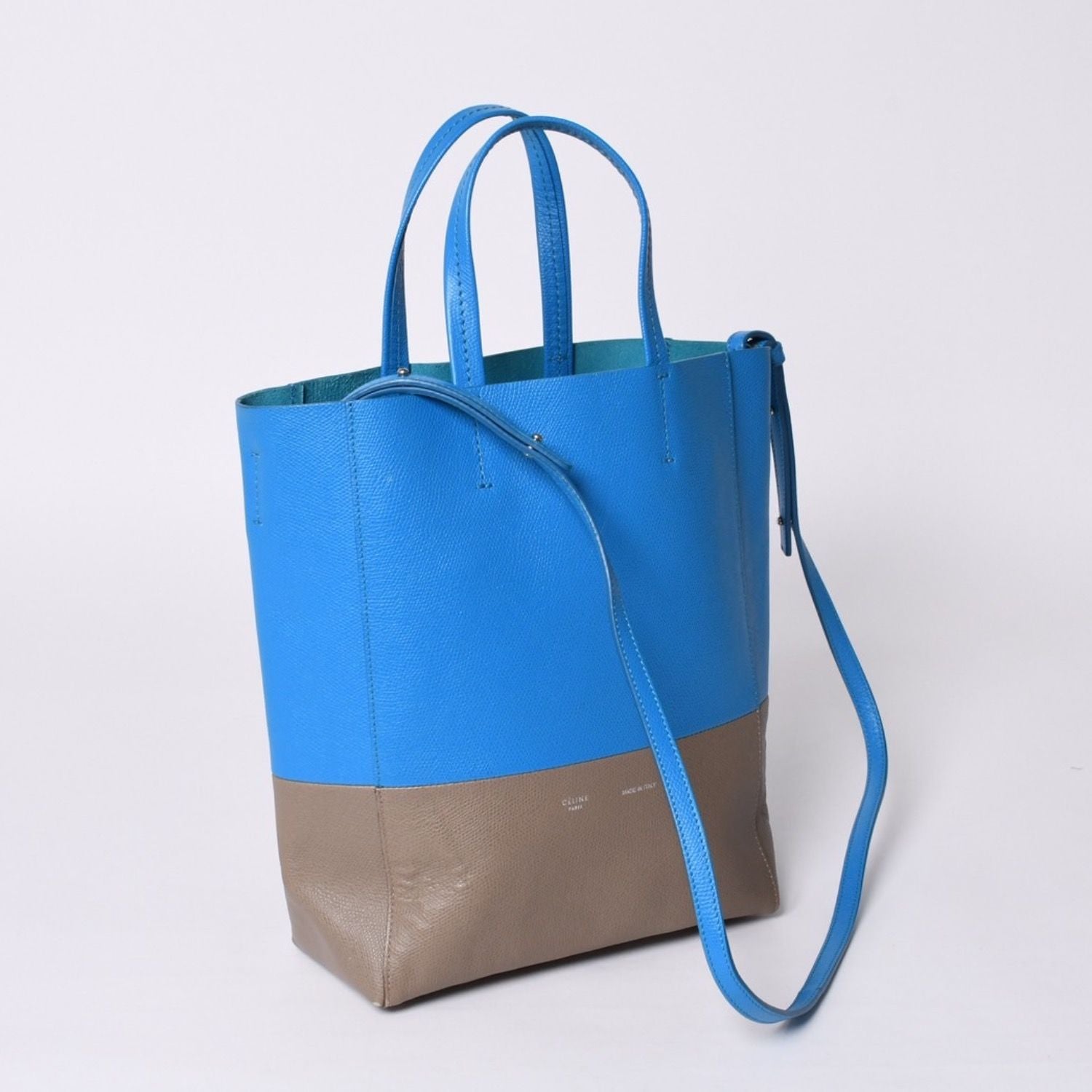 Celine Tote Bag 2-Way Small Vertical Leather Blue Khaki — view 3